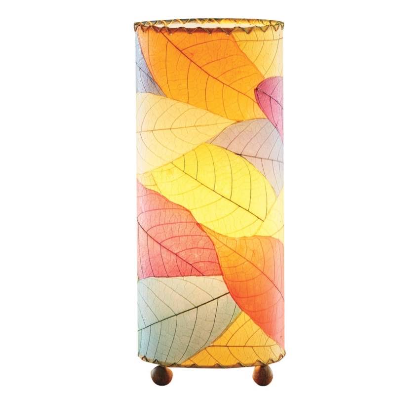 Outdoor/ Indoor Cocoa Leaf Cylinder Table Lamp - Multi